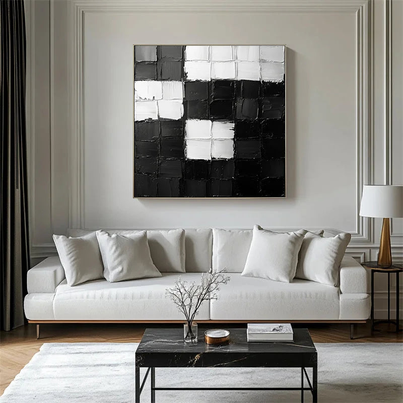 Multicolor Monochrome Mosaic Canvas Painting For Home Decoration - Artwallpainting