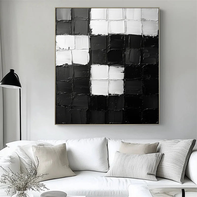 Multicolor Monochrome Mosaic Canvas Painting For Home Decoration - Artwallpainting