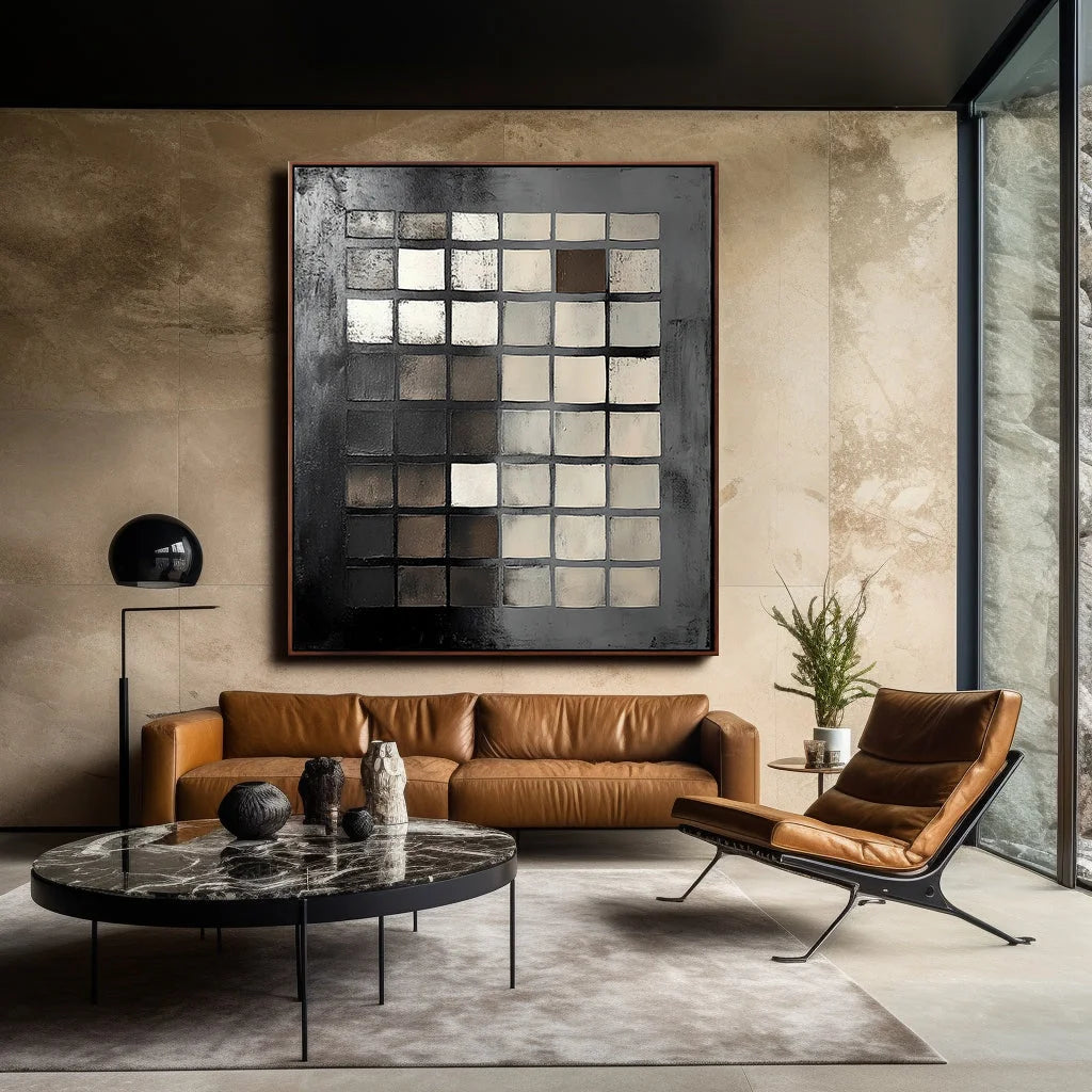 Multicolor Monochrome Mosaic Canvas Painting For Home Decoration - Artwallpainting