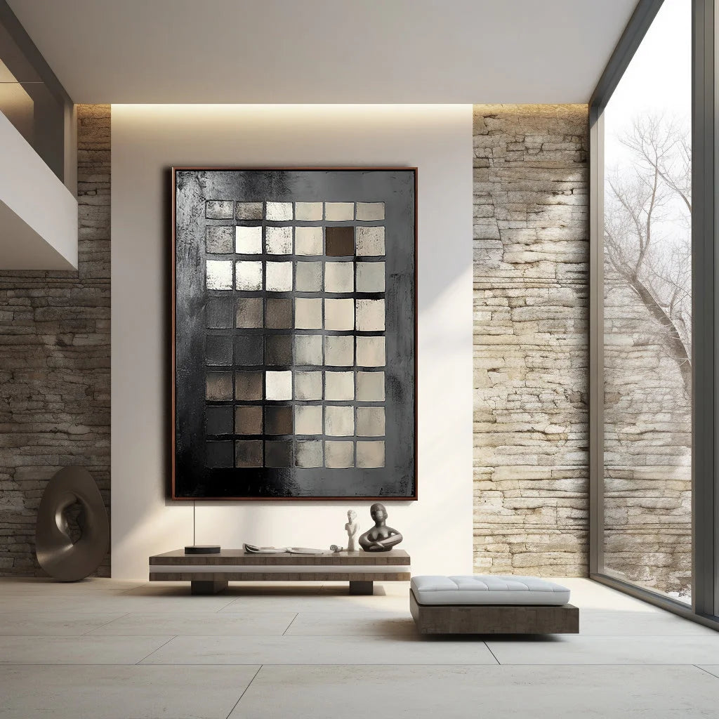 Multicolor Monochrome Mosaic Canvas Painting For Home Decoration - Artwallpainting