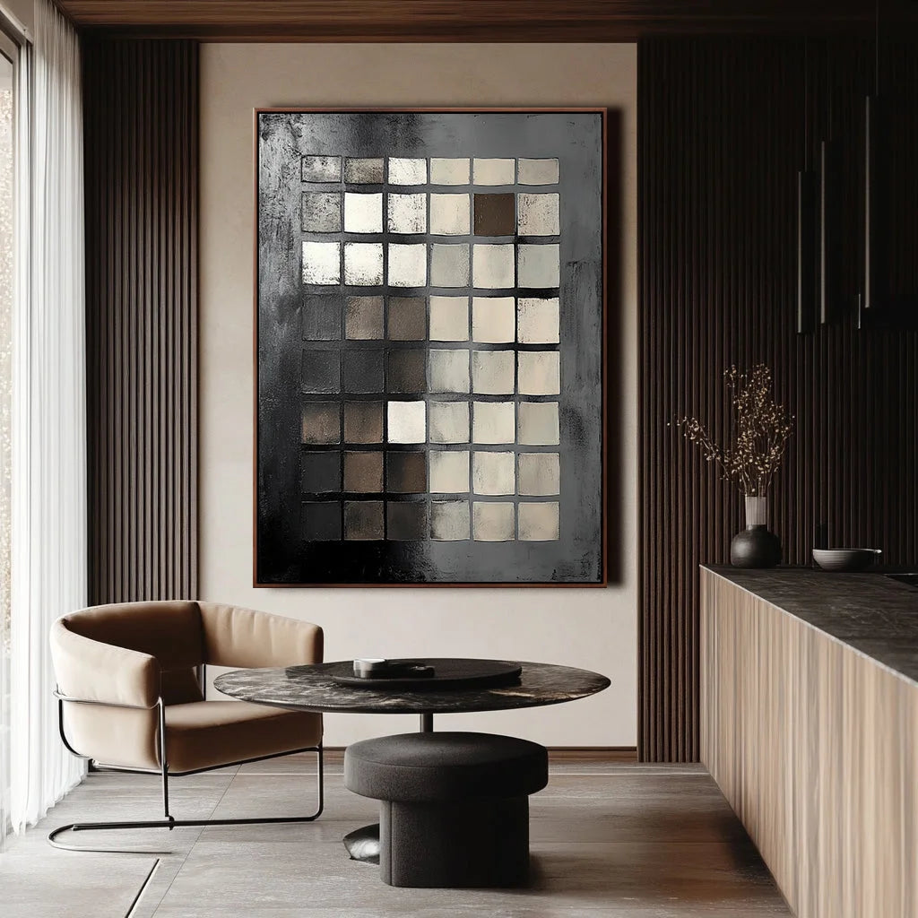 Multicolor Monochrome Mosaic Canvas Painting For Home Decoration - Artwallpainting