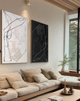 Multicolor Monochrome Rhythm Abstract Line Canvas Duo Set Of 2 - Artwallpainting