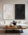 Multicolor Monochrome Rhythm Abstract Line Canvas Duo Set Of 2 - Artwallpainting