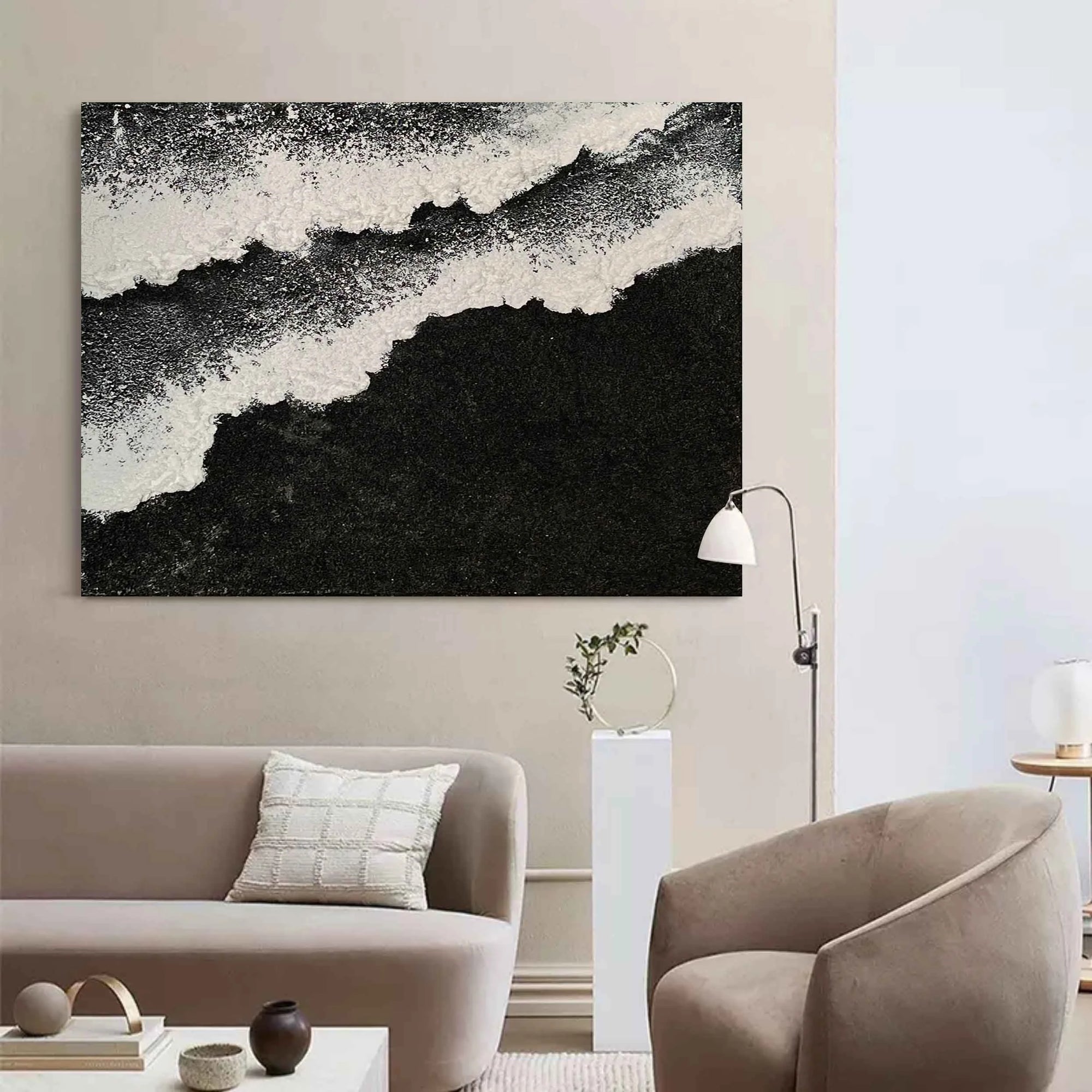 Multicolor Monochrome Tides Abstract Art - Artwallpainting