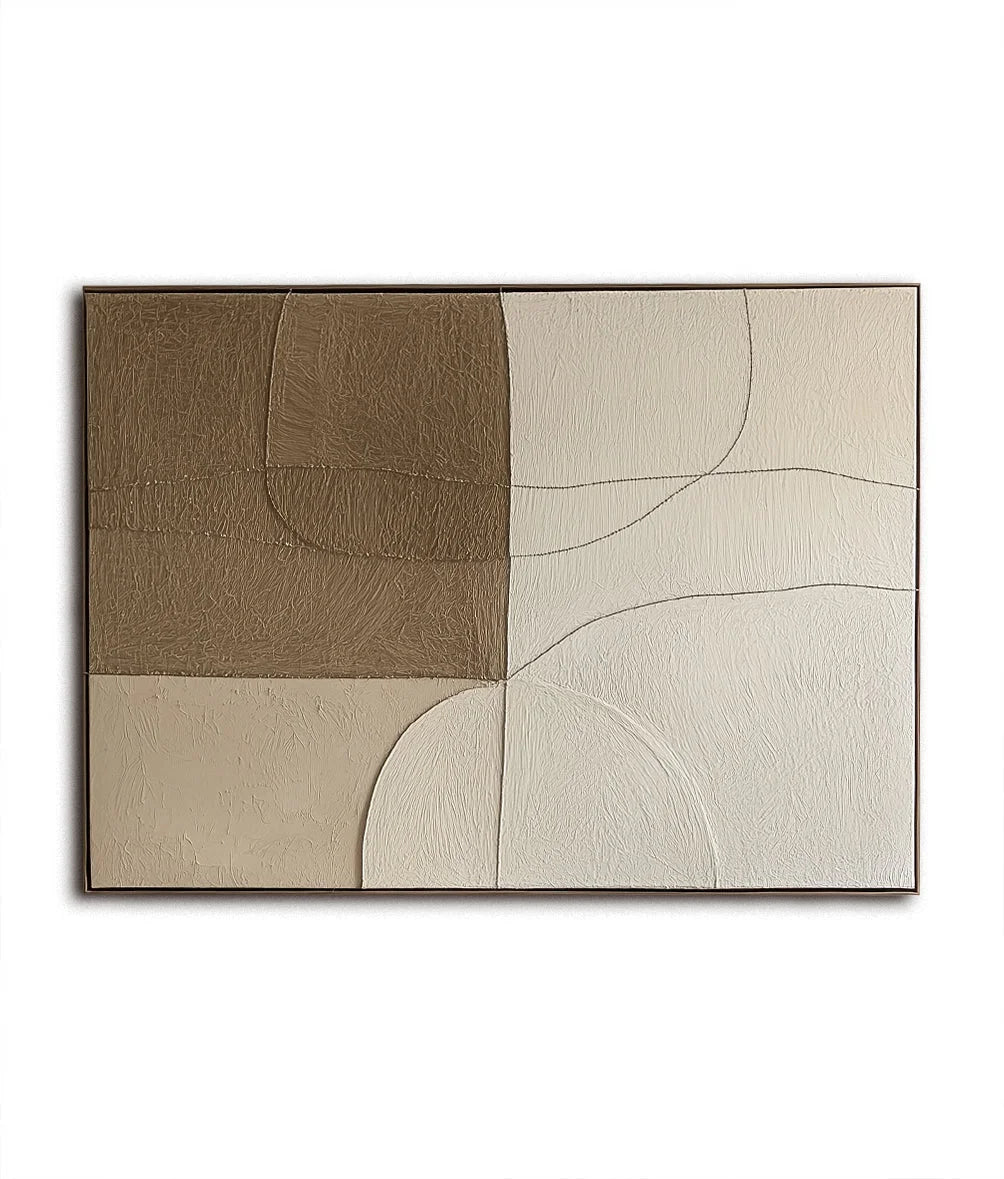 Multicolor Muted Geometrics-Modern Minimalist Earth Tone Line Hand-Painted Geometric Wall Art - Artwallpainting