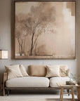 Multicolor Neutral Toned Nature Wall Art Minimalist Tree Canvas For Interiors - Artwallpainting