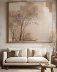 Multicolor Neutral Toned Nature Wall Art Minimalist Tree Canvas For Interiors - Artwallpainting