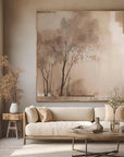 Multicolor Neutral Toned Nature Wall Art Minimalist Tree Canvas For Interiors - Artwallpainting