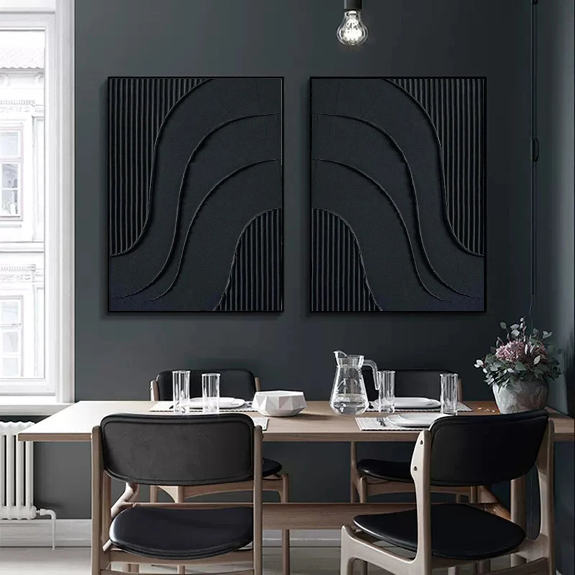 Multicolor Noir Textured Diptych Art Set Of 2 - Artwallpainting
