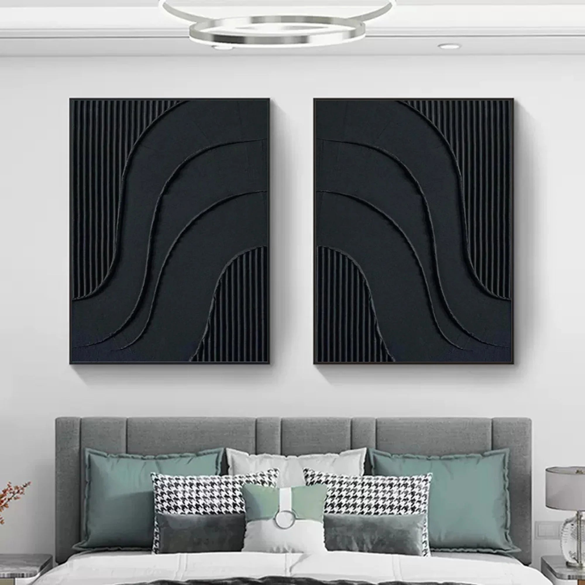 Multicolor Noir Textured Diptych Art Set Of 2 - Artwallpainting