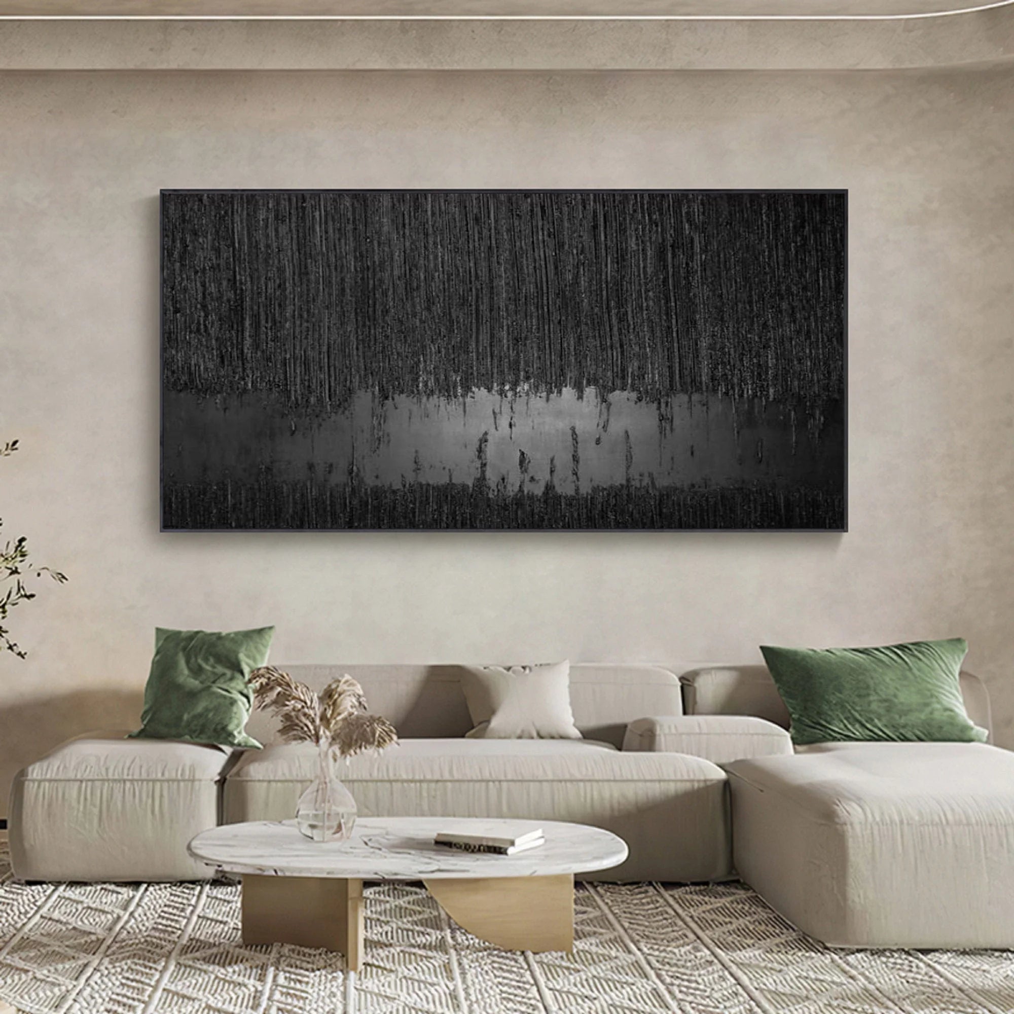 Multicolor Obsidian Silence Large Abstract Textured Canvas - Artwallpainting