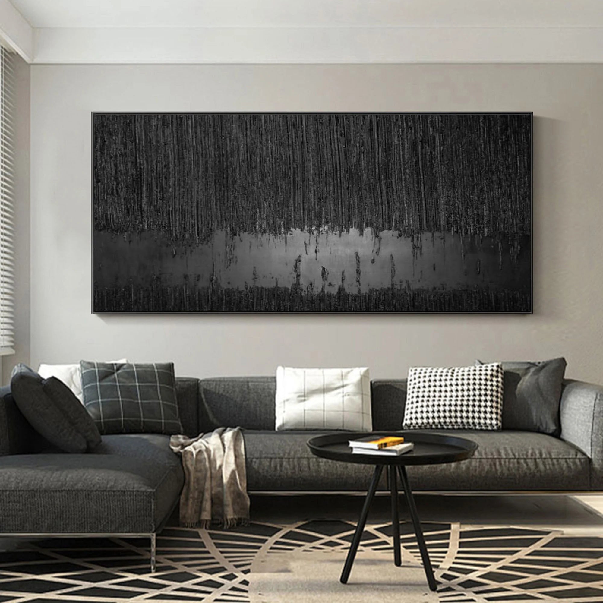 Multicolor Obsidian Silence Large Abstract Textured Canvas - Artwallpainting