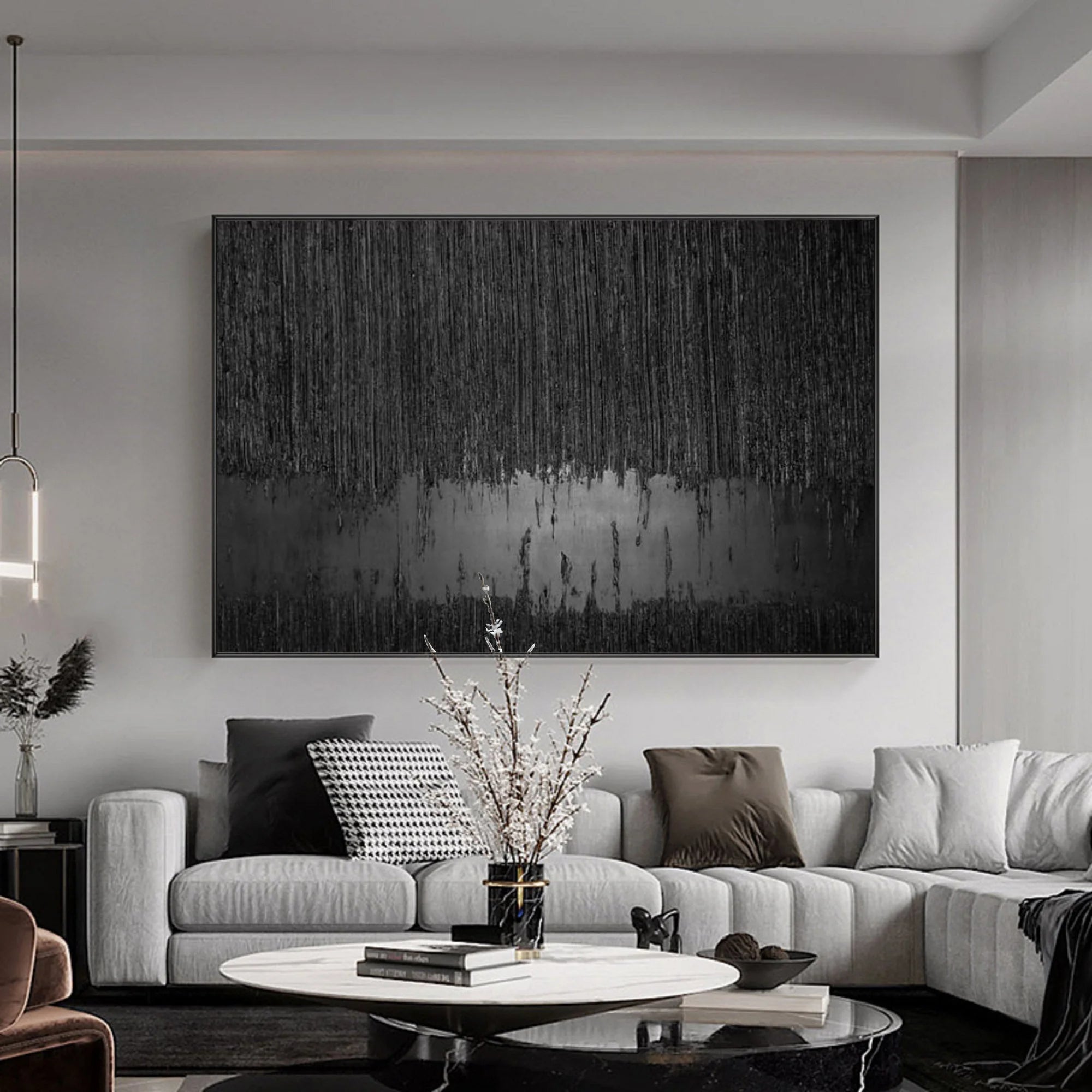 Multicolor Obsidian Silence Large Abstract Textured Canvas - Artwallpainting