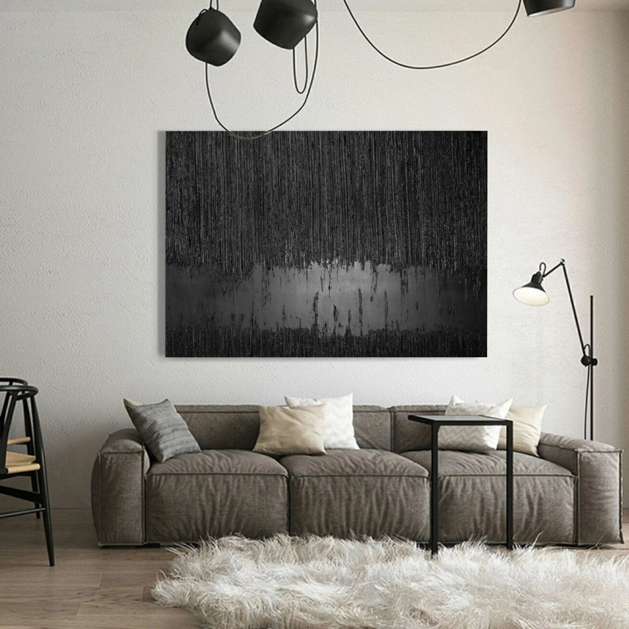 Multicolor Obsidian Silence Large Abstract Textured Canvas - Artwallpainting