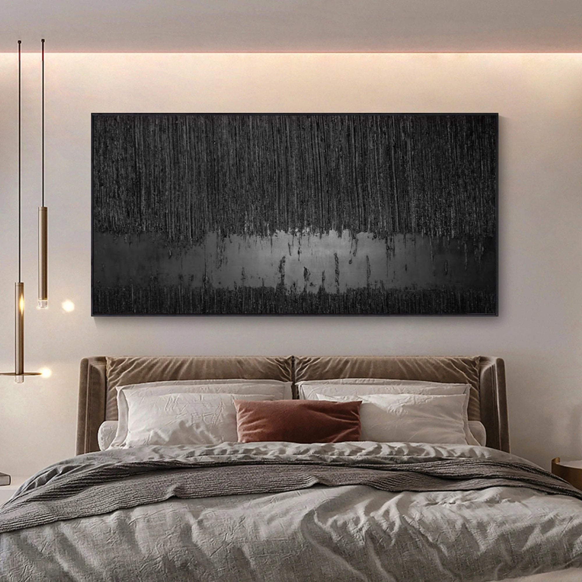 Multicolor Obsidian Silence Large Abstract Textured Canvas - Artwallpainting