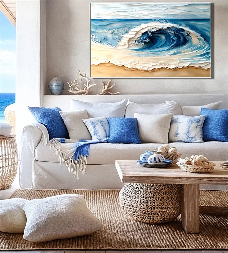 Multicolor Ocean Crest Art Canvas Painting For Home Decoration - Artwallpainting