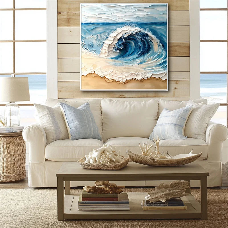 Multicolor Ocean Crest Art Canvas Painting For Home Decoration - Artwallpainting
