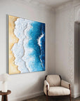 Multicolor Ocean Edge Textured Coastal Painting - Artwallpainting