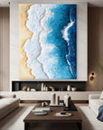 Multicolor Ocean Edge Textured Coastal Painting - Artwallpainting