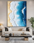 Multicolor Ocean Edge Textured Coastal Painting - Artwallpainting