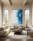 Multicolor Ocean Edge Textured Coastal Painting - Artwallpainting