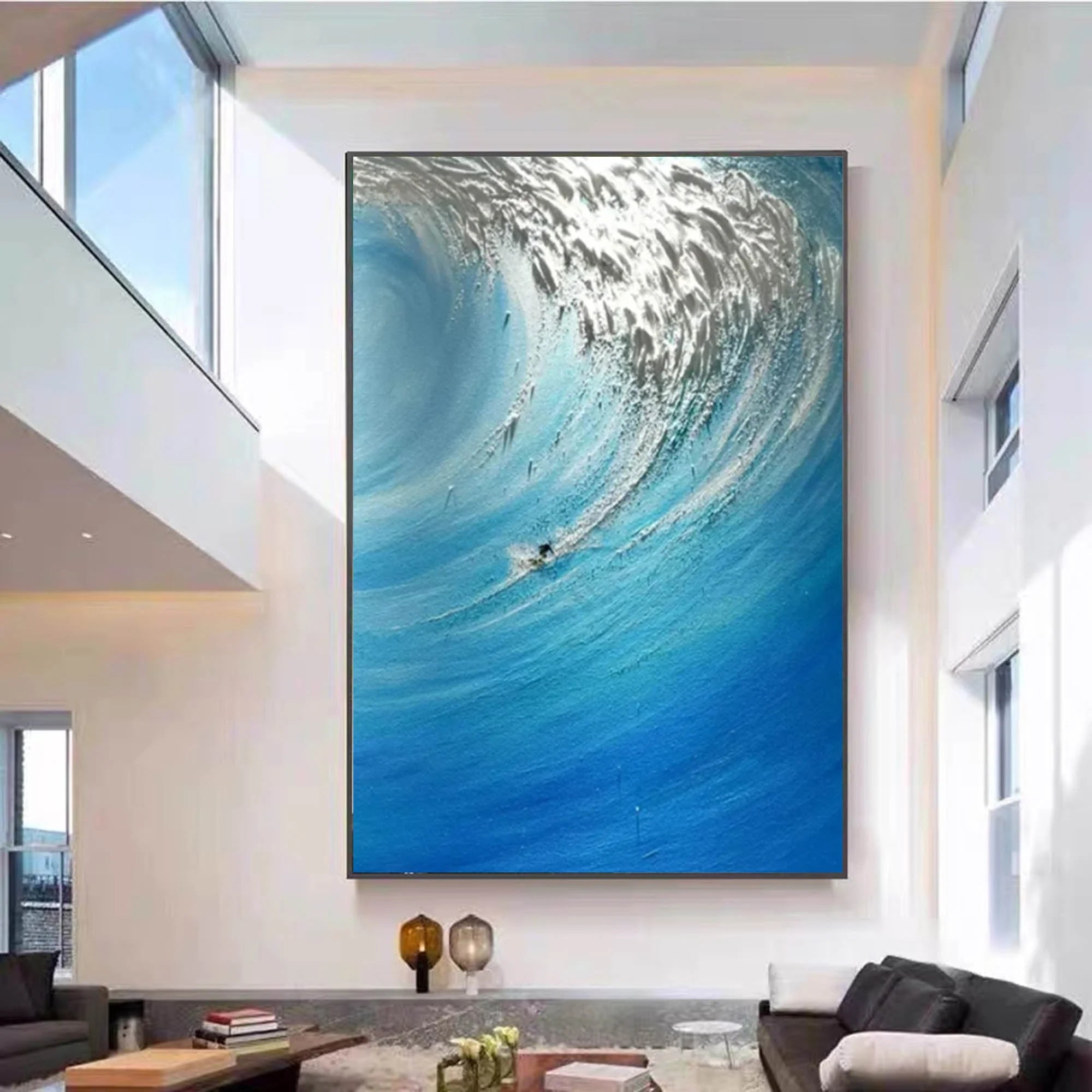 Multicolor Ocean Fury - Textured Wave Canvas Art - Artwallpainting