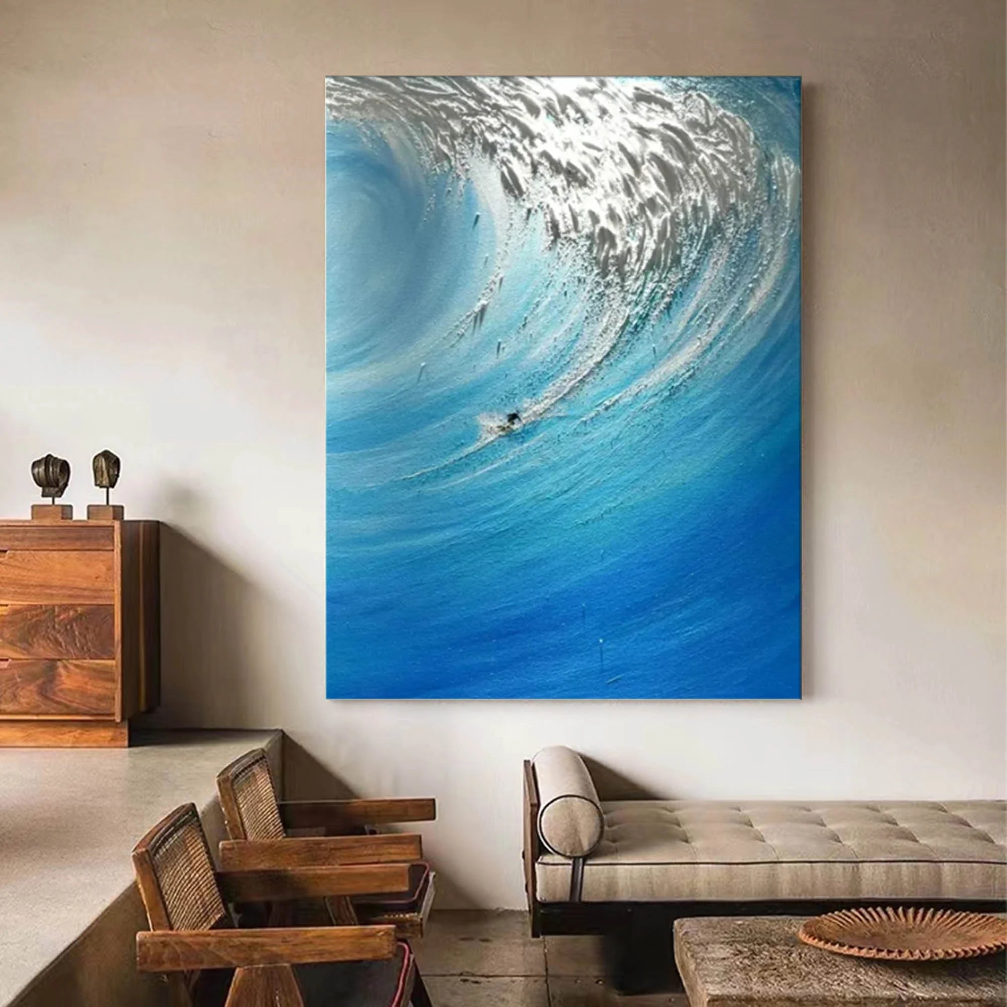 Multicolor Ocean Fury - Textured Wave Canvas Art - Artwallpainting