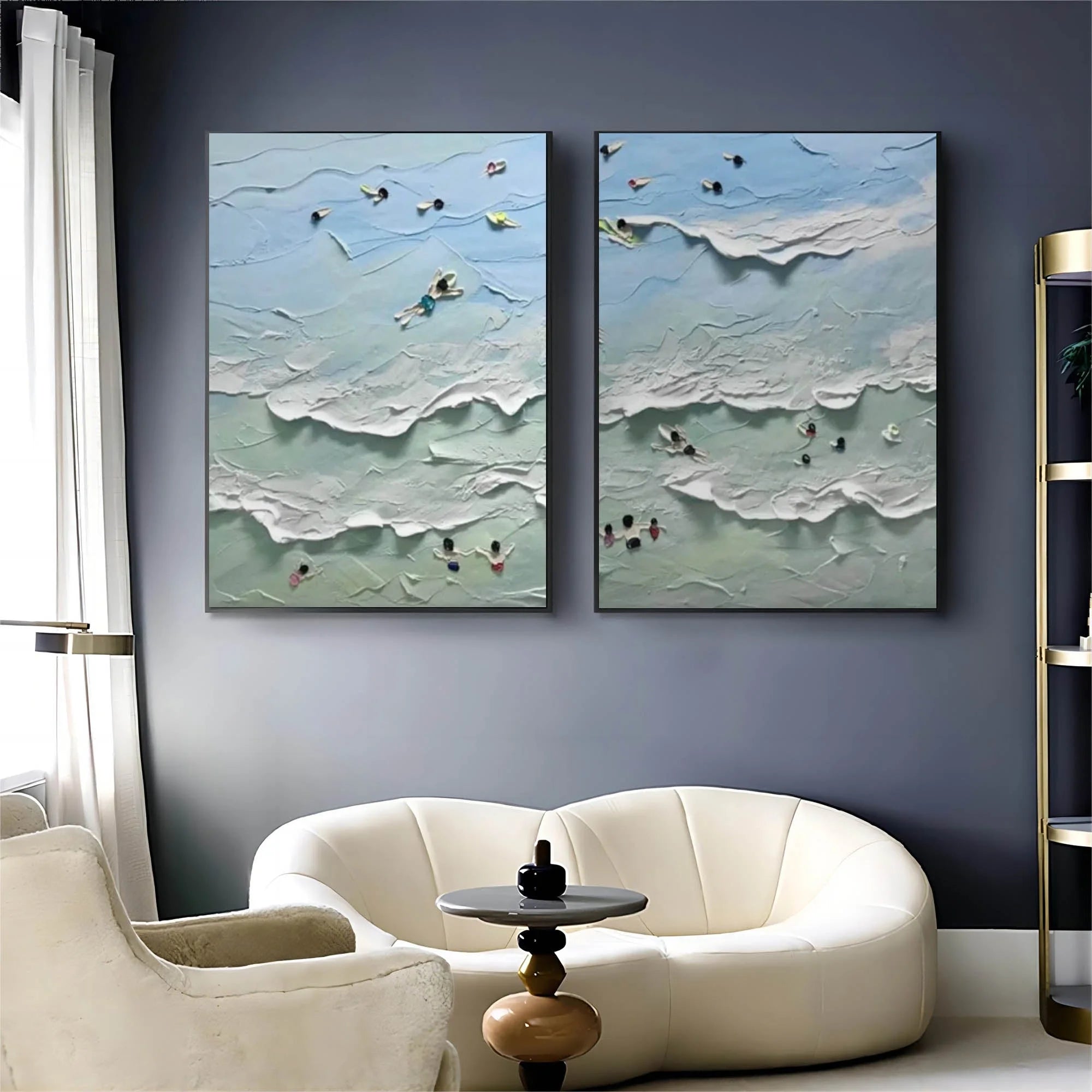 Multicolor Ocean Serenity Diptych Art Set Of 2 - Artwallpainting
