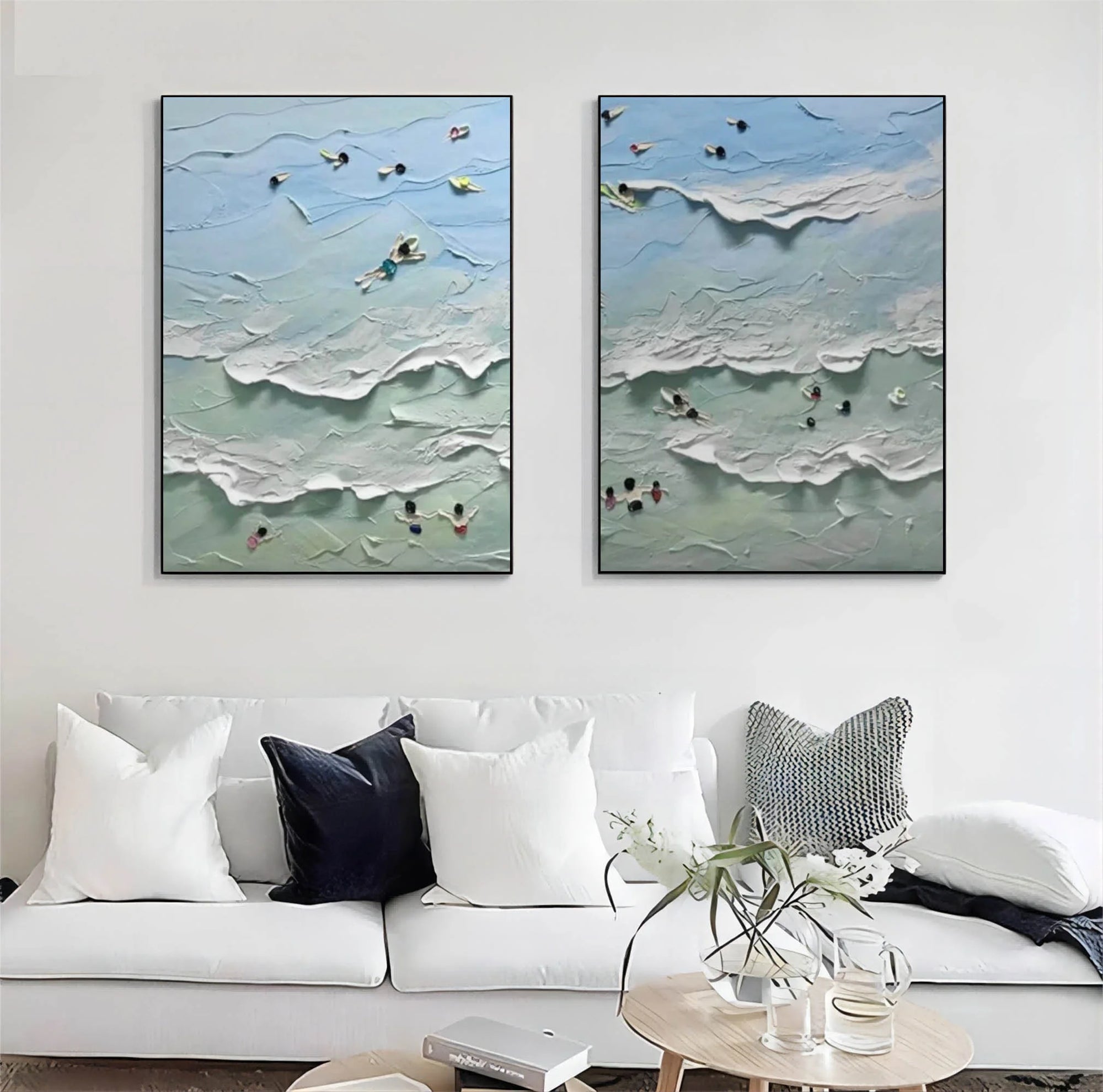 Multicolor Ocean Serenity Diptych Art Set Of 2 - Artwallpainting