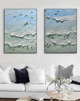 Multicolor Ocean Serenity Diptych Art Set Of 2 - Artwallpainting