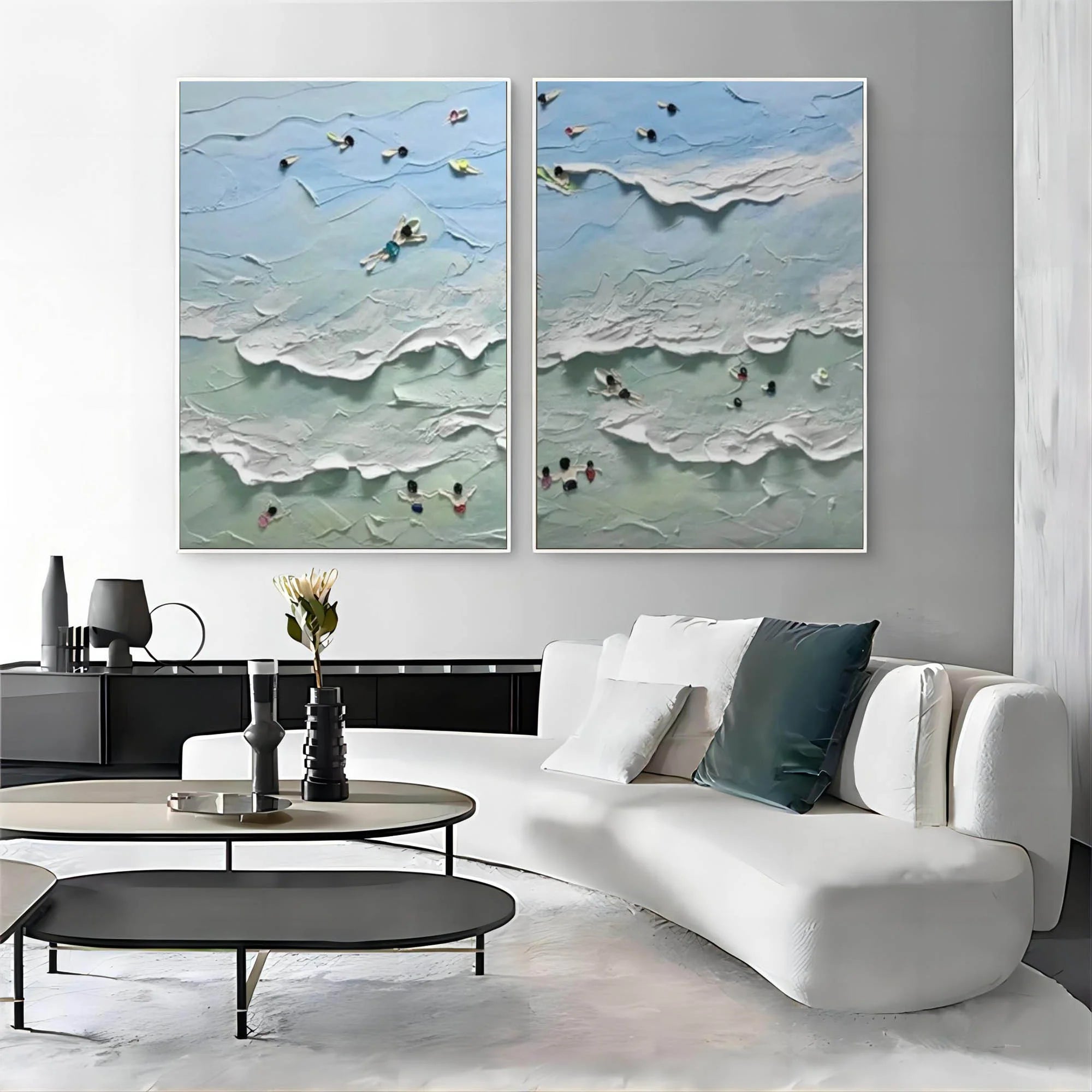 Multicolor Ocean Serenity Diptych Art Set Of 2 - Artwallpainting