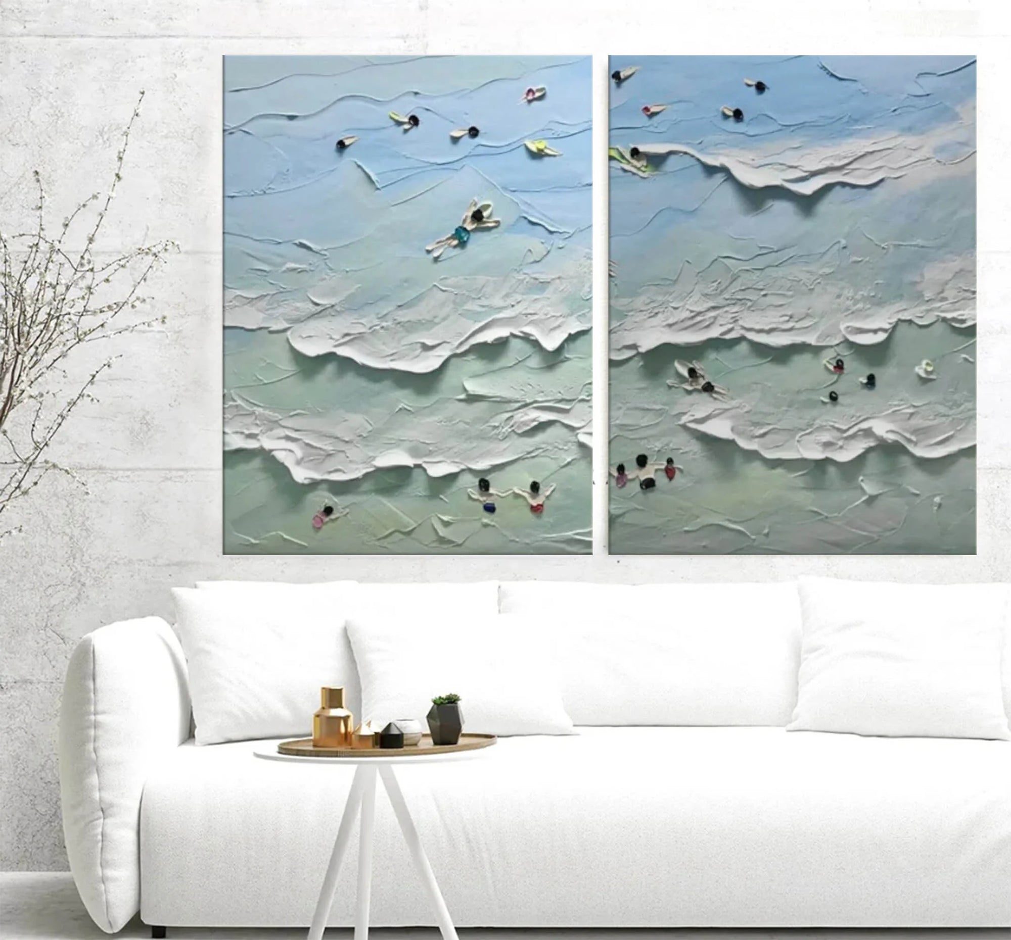 Multicolor Ocean Serenity Diptych Art Set Of 2 - Artwallpainting