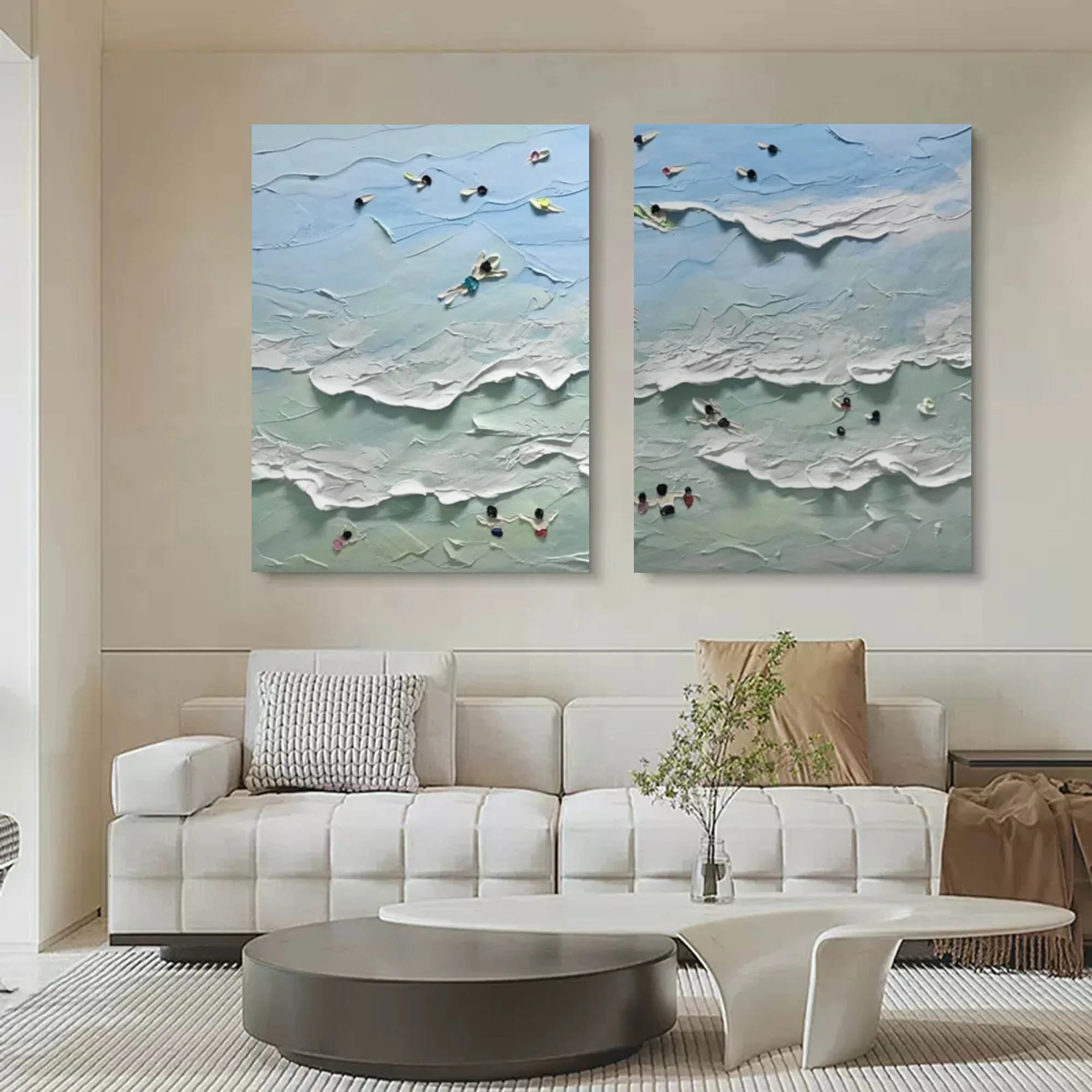 Multicolor Ocean Serenity Diptych Art Set Of 2 - Artwallpainting