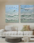 Multicolor Ocean Serenity Diptych Art Set Of 2 - Artwallpainting