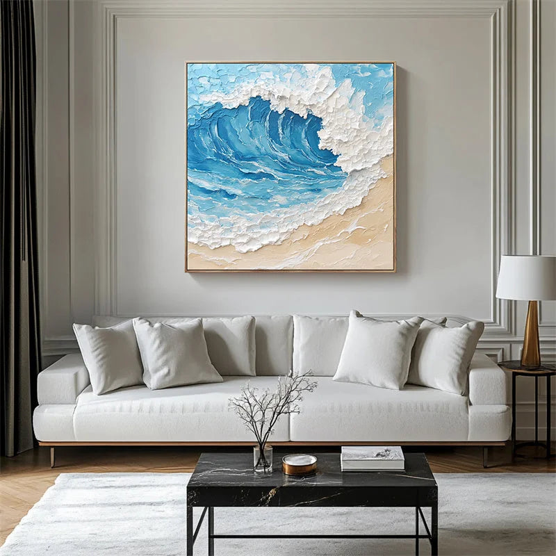 Multicolor Ocean Surge Textured Wave Art - Artwallpainting