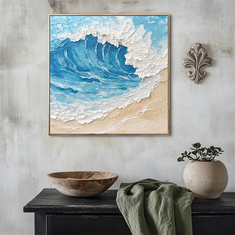 Multicolor Ocean Surge Textured Wave Art - Artwallpainting