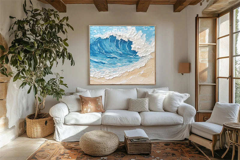Multicolor Ocean Surge Textured Wave Art - Artwallpainting