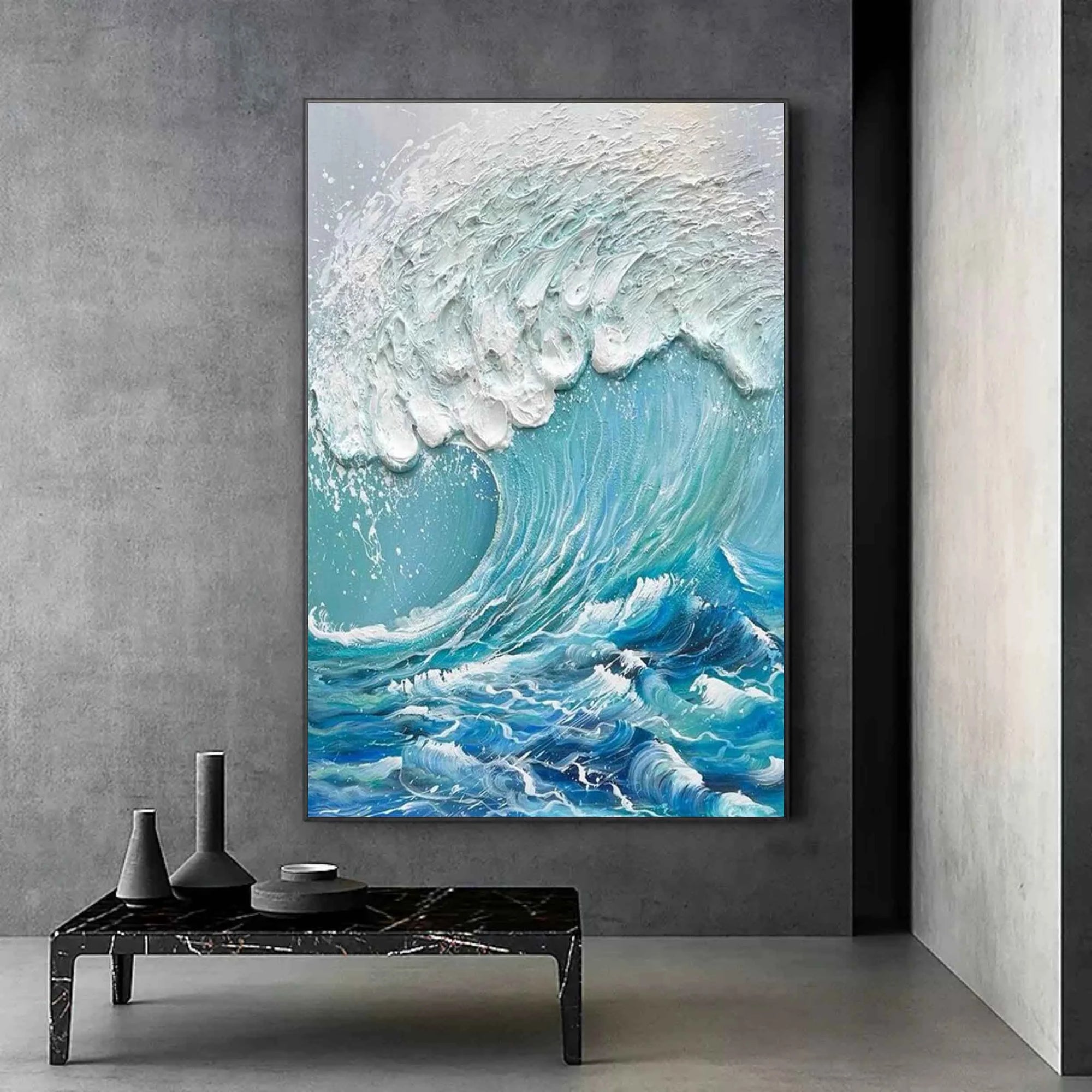 Multicolor Ocean Symphony Textured Wave Art - Artwallpainting