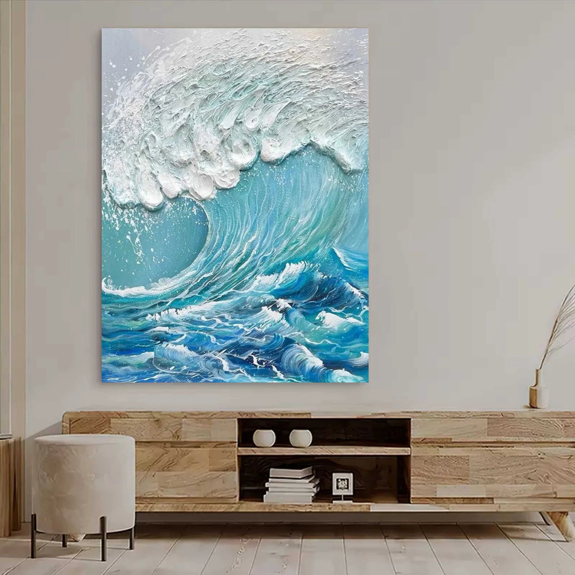 Multicolor Ocean Symphony Textured Wave Art - Artwallpainting