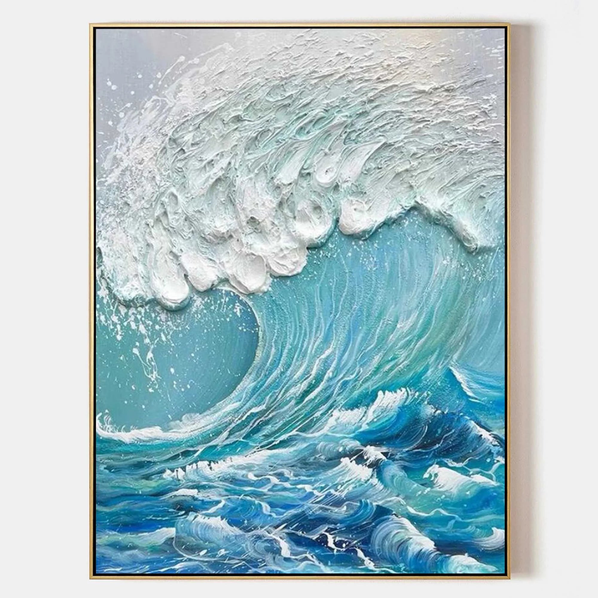 Multicolor Ocean Symphony Textured Wave Art - Artwallpainting