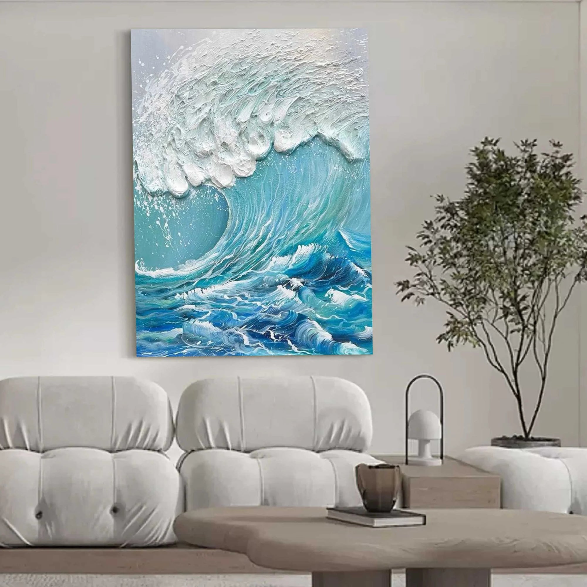 Multicolor Ocean Symphony Textured Wave Art - Artwallpainting