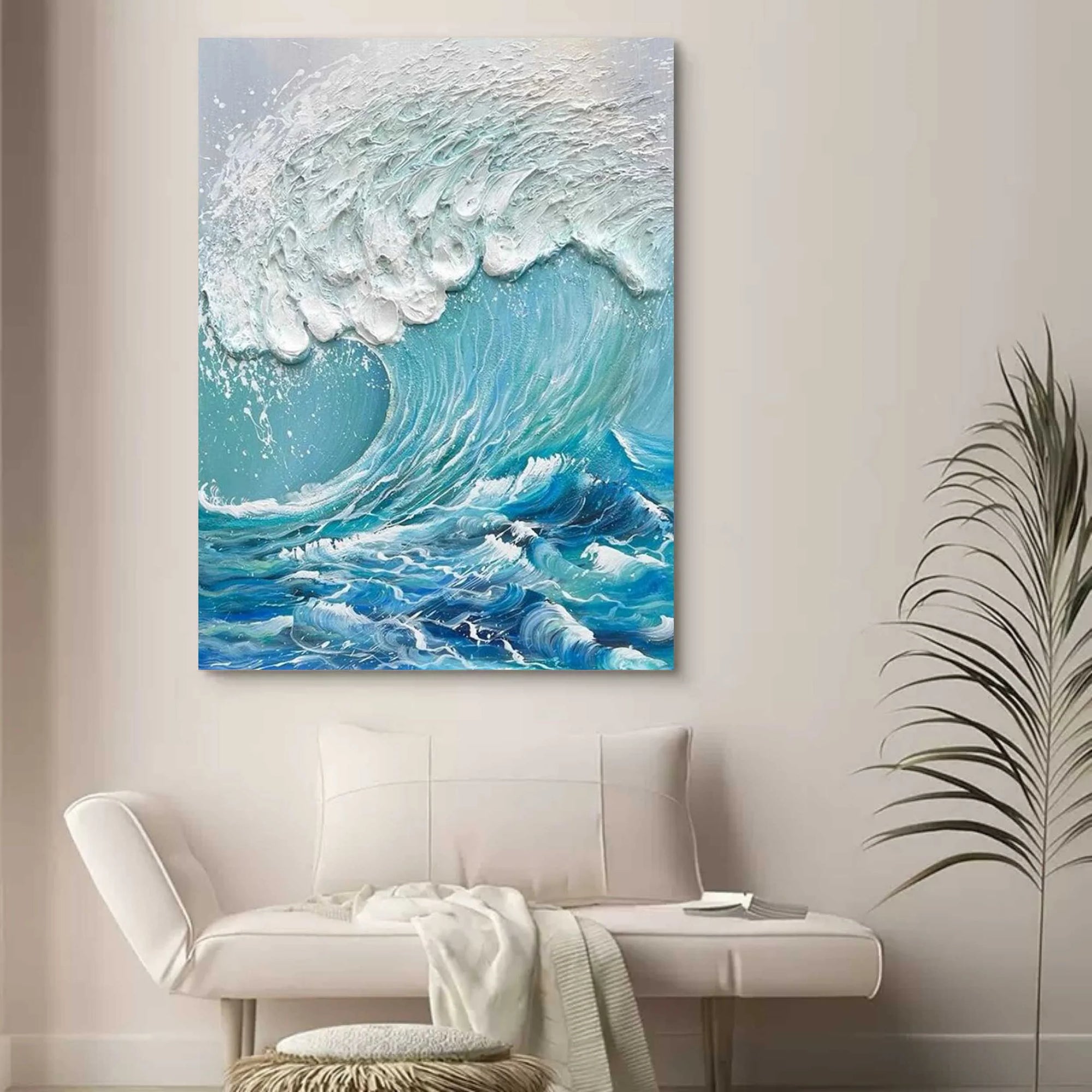 Multicolor Ocean Symphony Textured Wave Art - Artwallpainting
