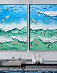Multicolor Ocean Vibes Surf Diptych Set Of 2 - Artwallpainting