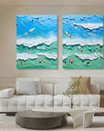 Multicolor Ocean Vibes Surf Diptych Set Of 2 - Artwallpainting