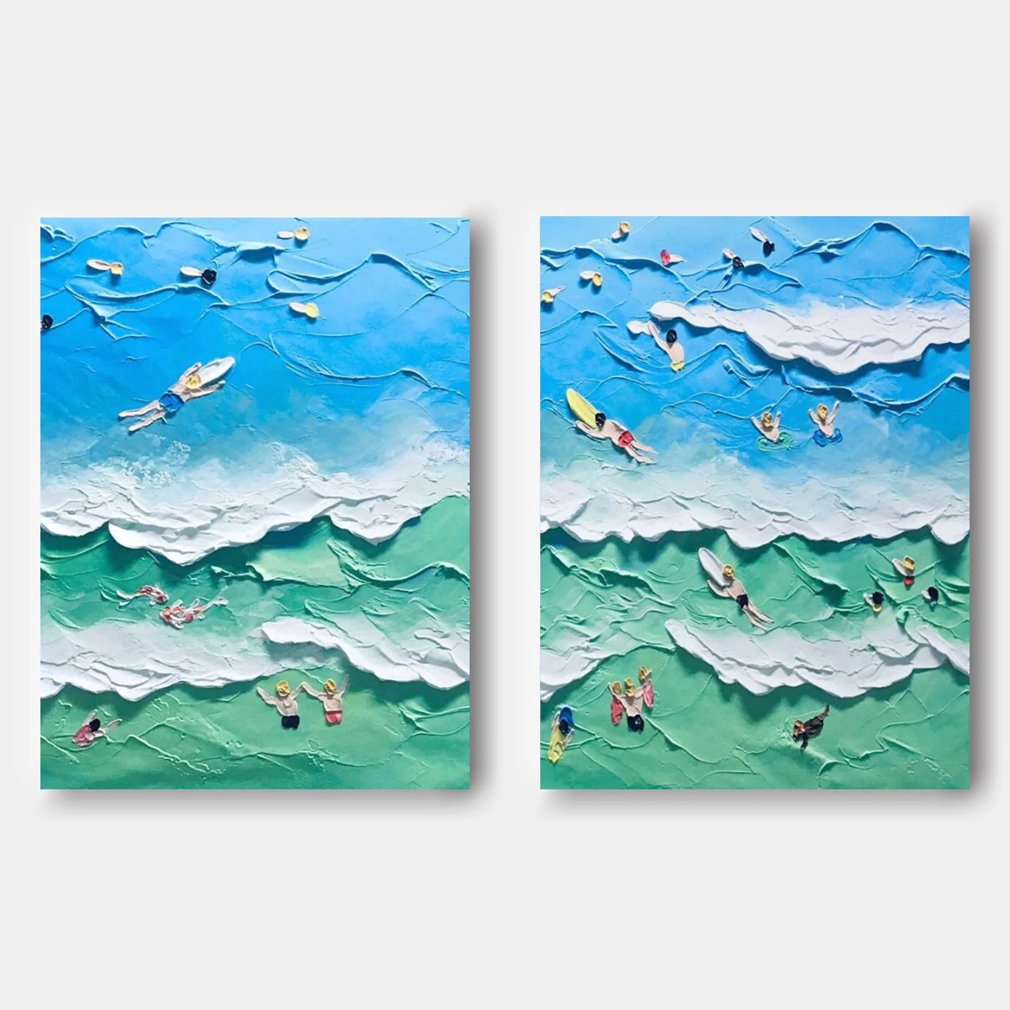 Multicolor Ocean Vibes Surf Diptych Set Of 2 - Artwallpainting