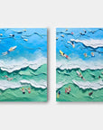 Multicolor Ocean Vibes Surf Diptych Set Of 2 - Artwallpainting