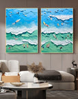Multicolor Ocean Vibes Surf Diptych Set Of 2 - Artwallpainting