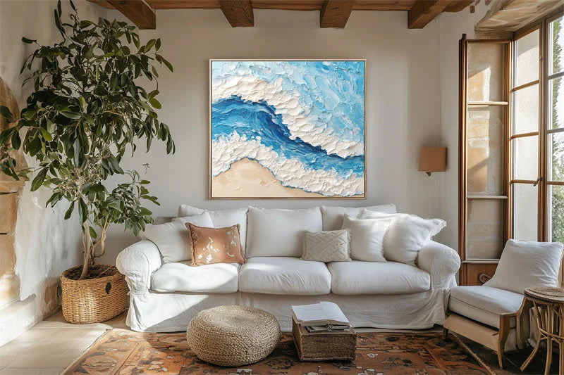 Multicolor Ocean Wave Textured Seascape - Artwallpainting