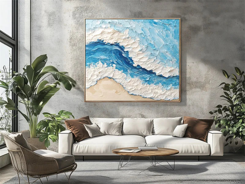 Multicolor Ocean Wave Textured Seascape - Artwallpainting