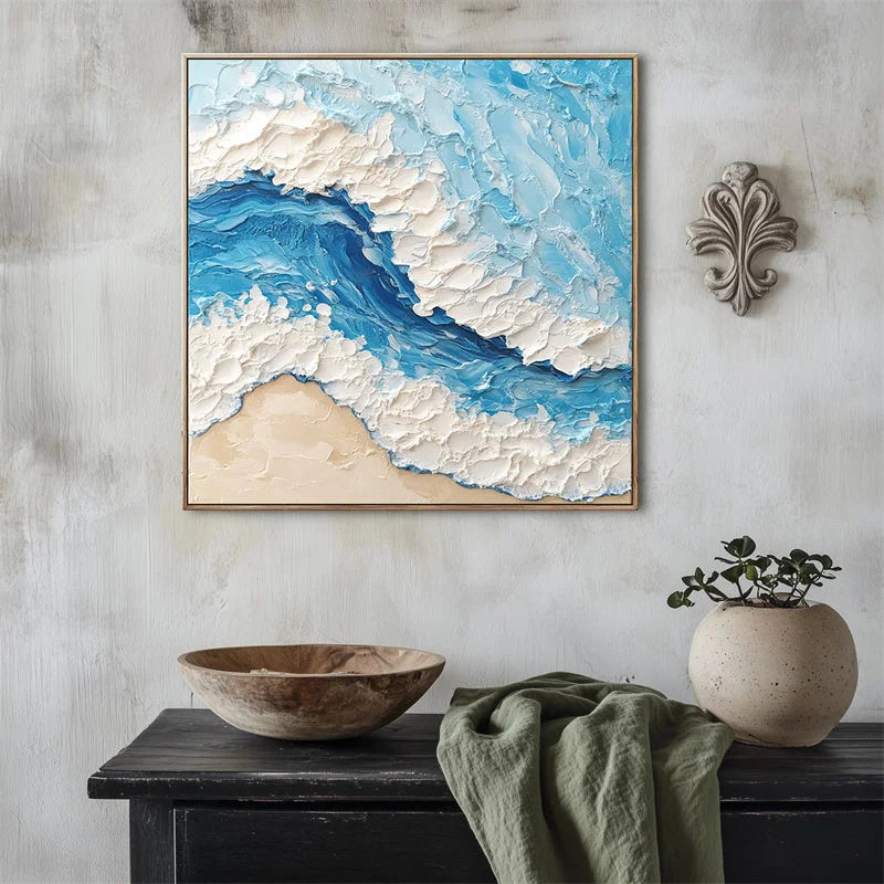 Multicolor Ocean Wave Textured Seascape - Artwallpainting